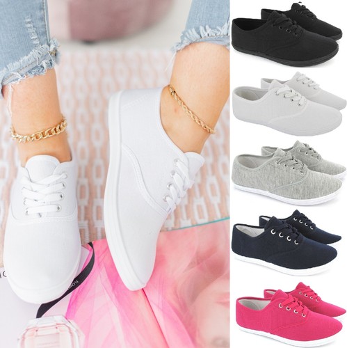 Ladies womens plimsoles lace - ladies,