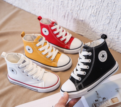 Kids boys canvas trainers mid - canvas,