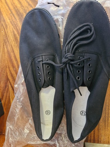 Black canvas plimsoles - black, 12