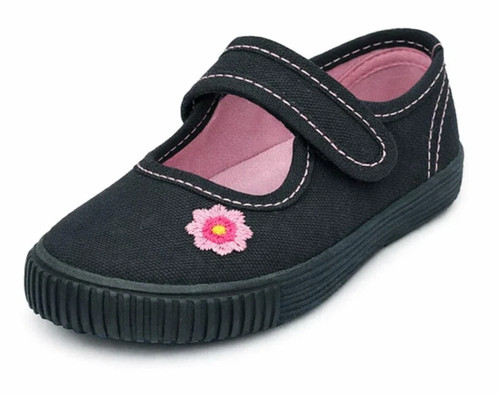 Girls black flower school - black,