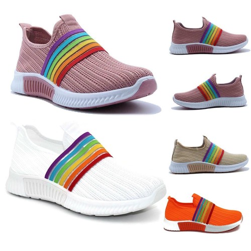 Womens ladies rainbow trainers - rainbow,