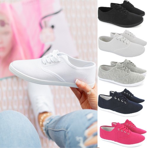 Ladies plimsoles womens flat - plimsoles,